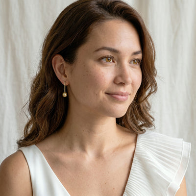 Golden South Sea Pearl & Diamond Bellatrix Dangle Earrings