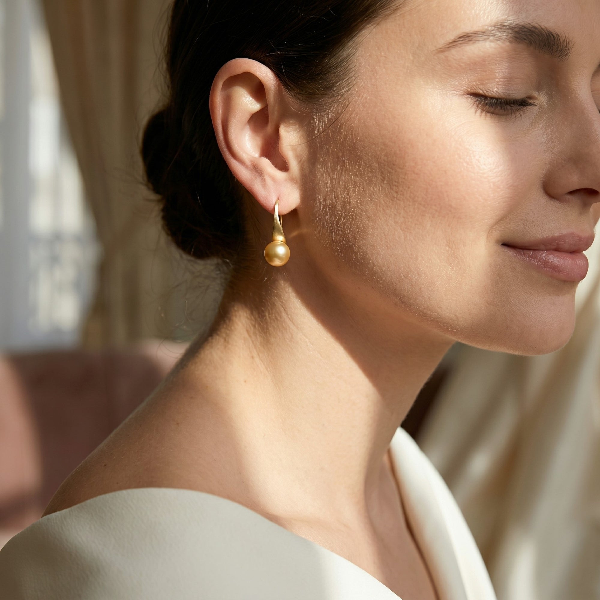 Golden South Sea Pearl Honey Dangle Earrings
