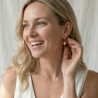 Golden South Sea Pearl Poise Hoop Earrings