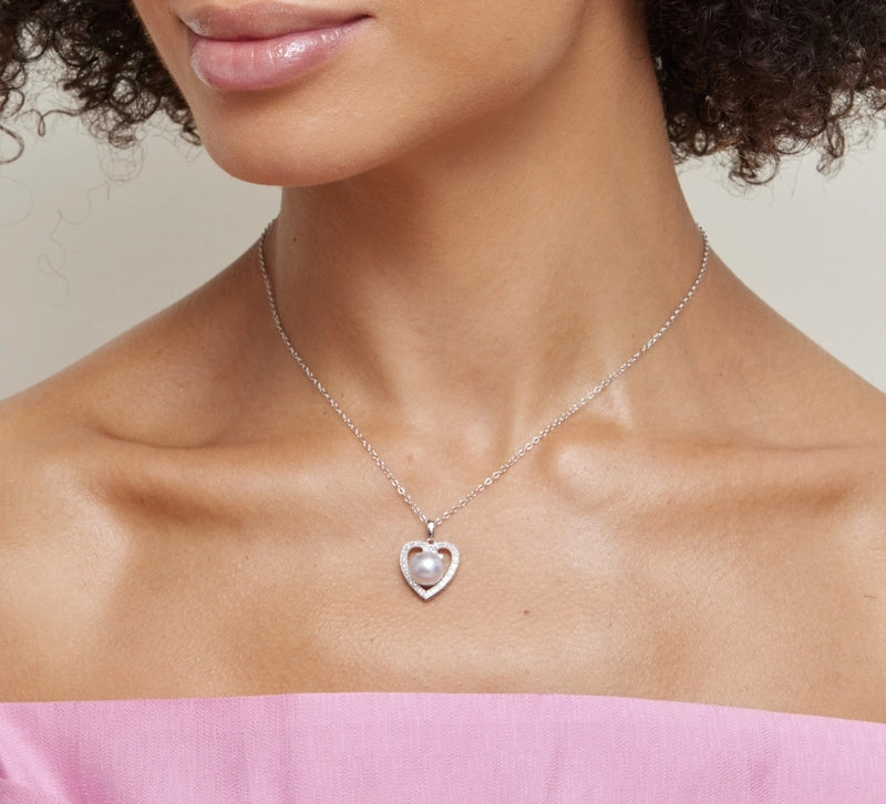 Akoya Pearl Heart-Shaped Diamond Pendant- Choose Your Pearl Color