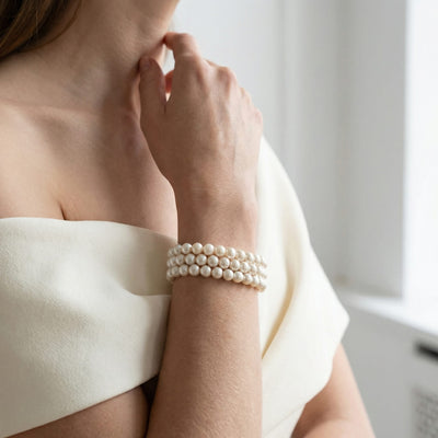 Japanese Akoya Triple Pearl Bracelet with Diamonds