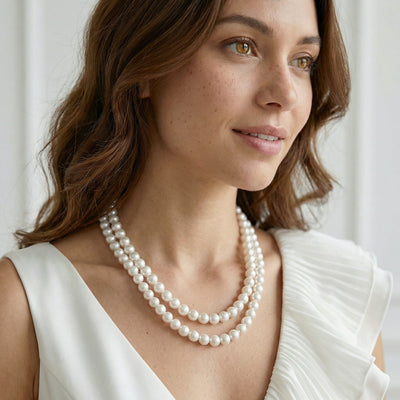 Japanese Akoya White Pearl Double Strand Necklace