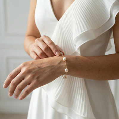Japanese Akoya White Pearl Tincup Bracelet