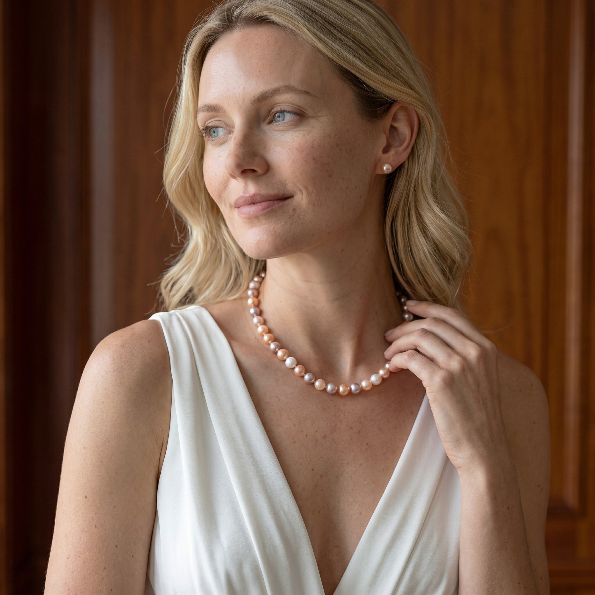 8.5-9.5mm Freshwater Multicolor Pearl Necklace - AAAA Quality