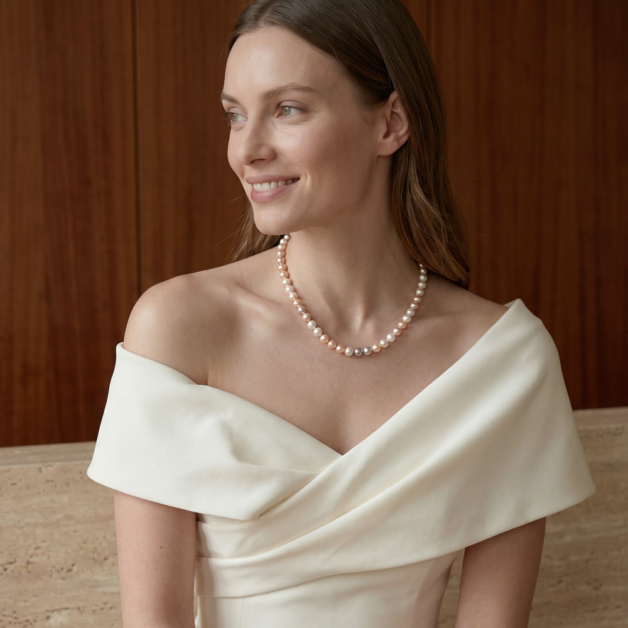 8.5-9.5mm Freshwater Multicolor Pearl Necklace  - AAA Quality