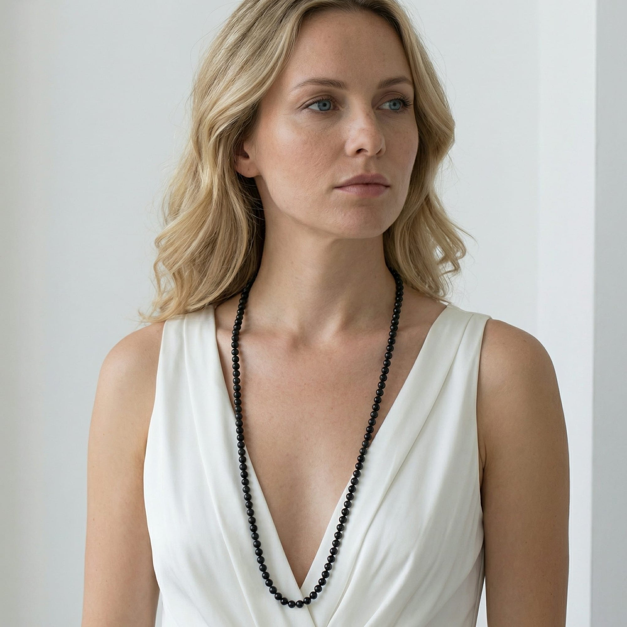 Black Japanese Akoya Pearl Opera Length Necklace - Choose Pearl Size