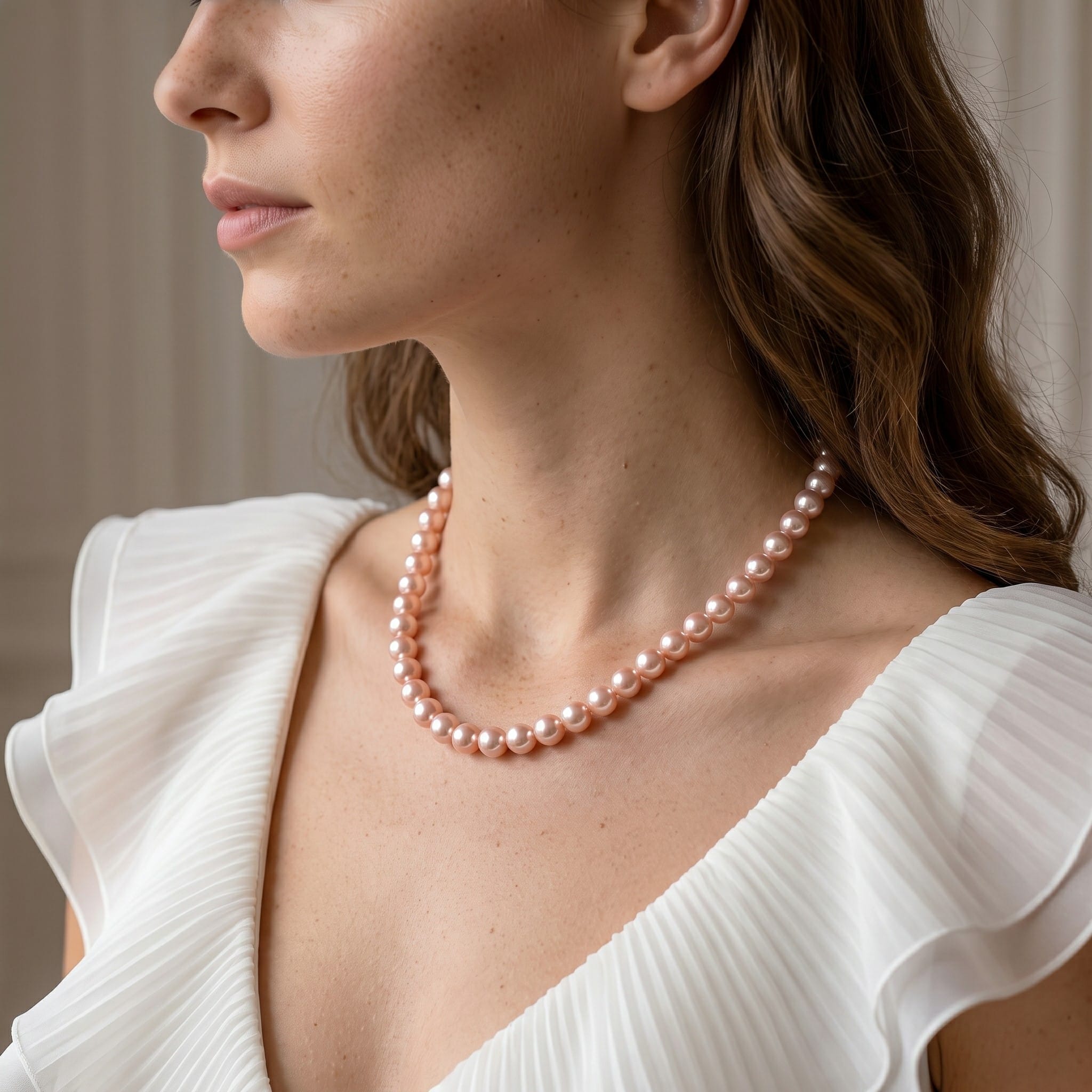 8.0-8.5mm Pink Freshwater Pearl Necklace - AAA Quality - Pure Pearls