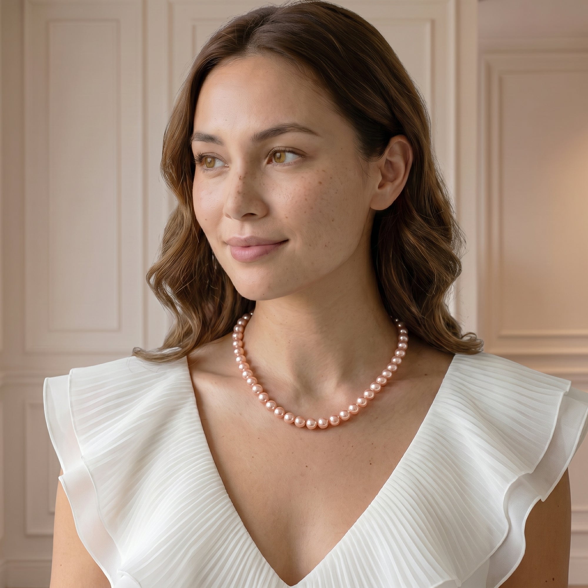 8.0-8.5mm Pink Freshwater Pearl Necklace - AAA Quality