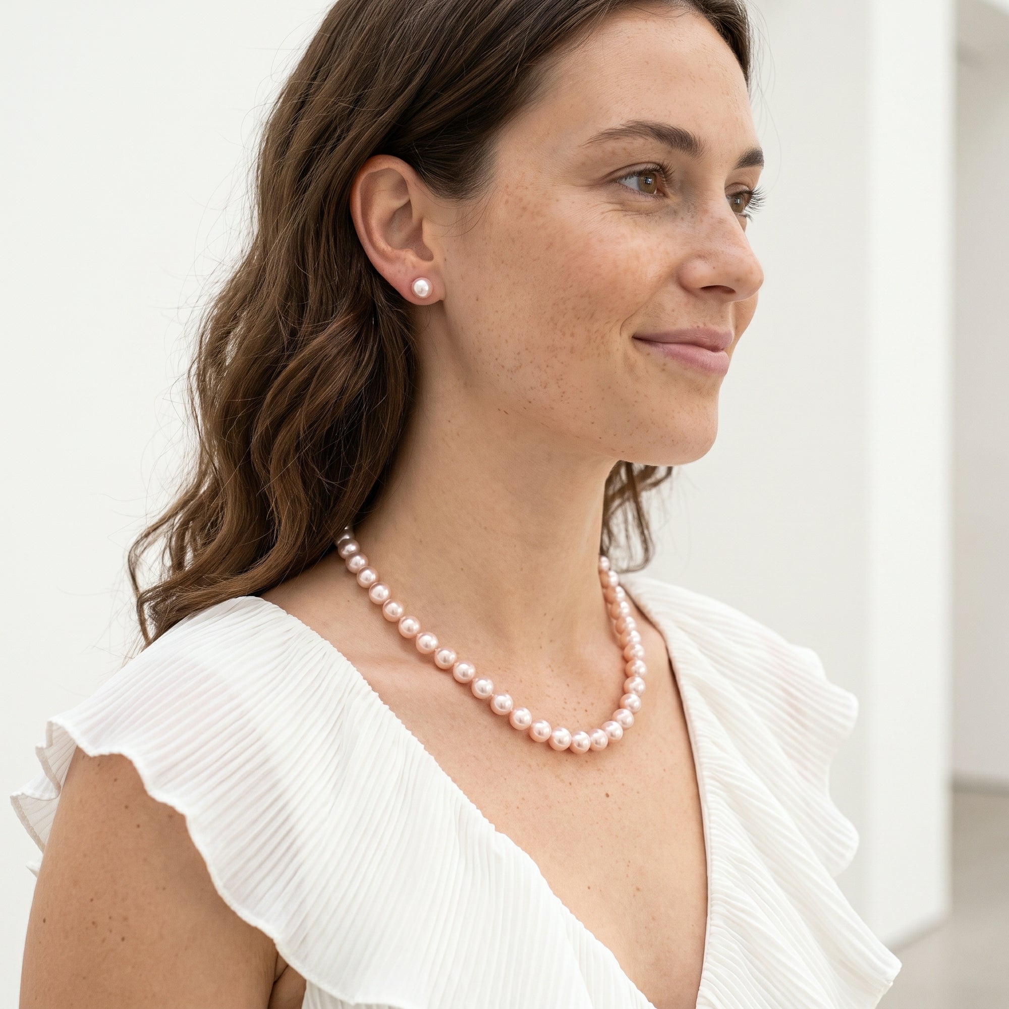 7.0-7.5mm Pink Freshwater Pearl Necklace - AAAA Quality