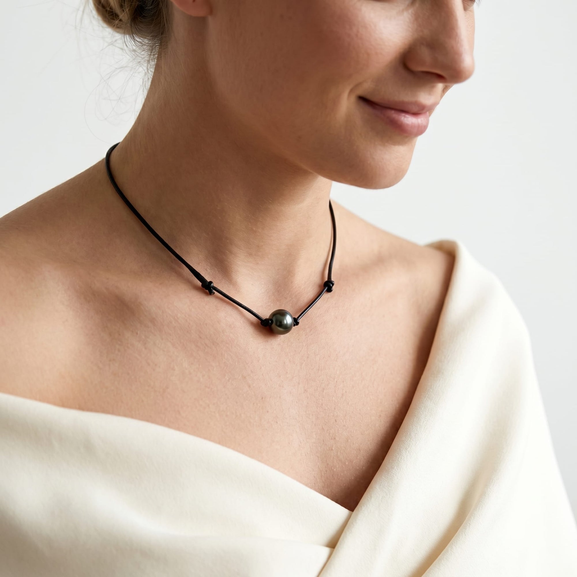 Tahitian Baroque Pearl on Leather Adjustable Necklace