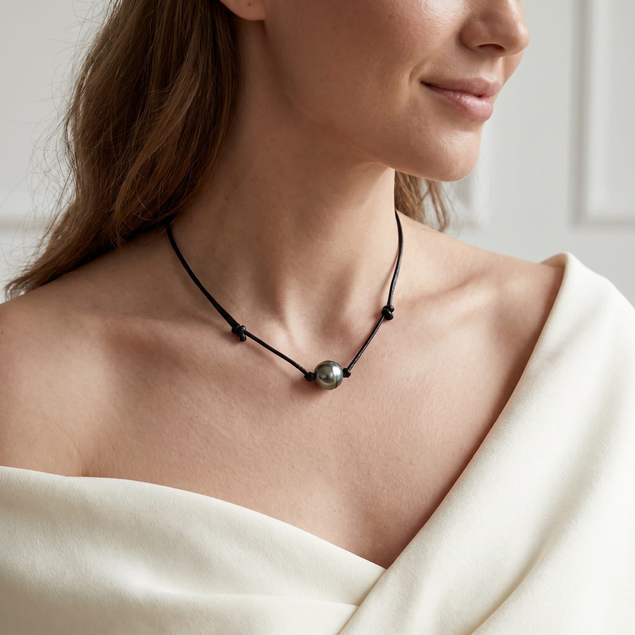 Tahitian Baroque Pearl Leather Adjustable Necklace- Various Sizes