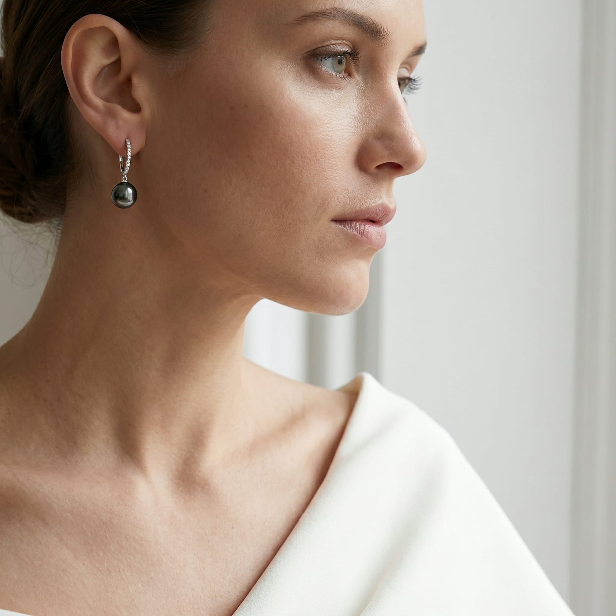 Black Tahitian Pearl & Diamond Metropolis Dangle Earrings