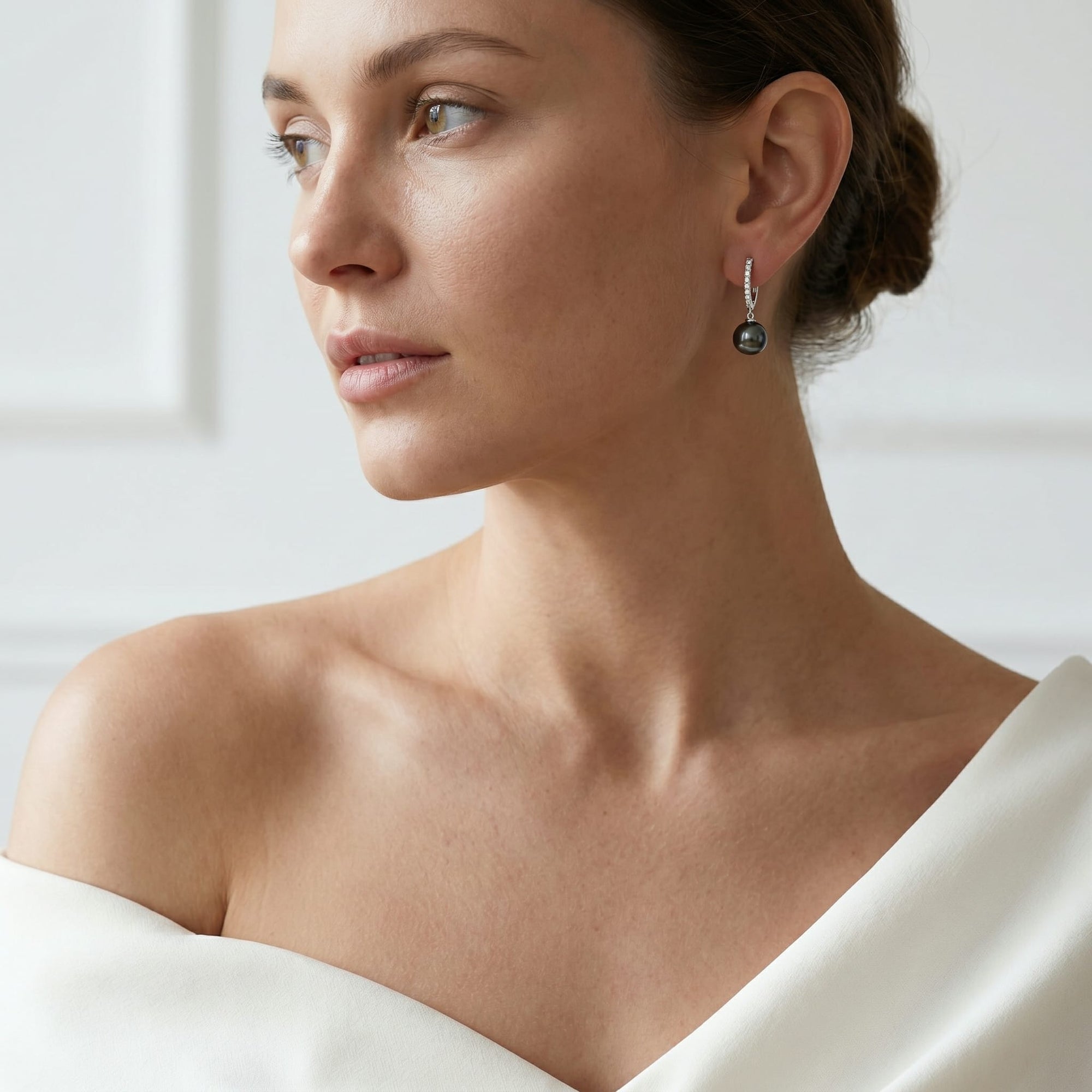 Black Tahitian Pearl & Diamond Metropolis Dangle Earrings