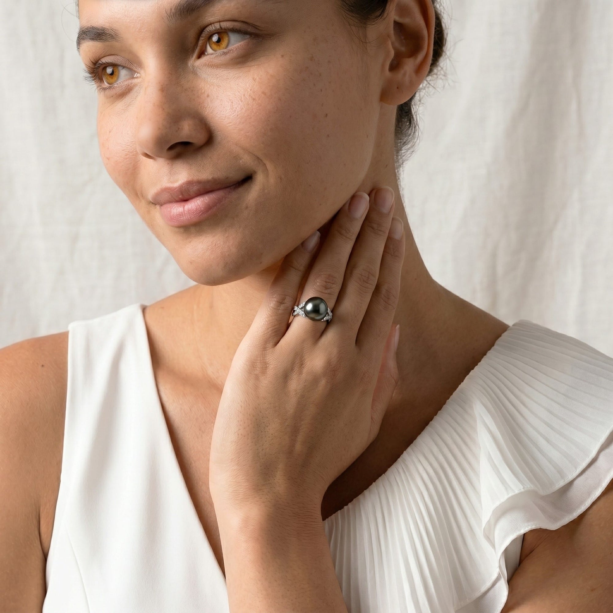Tahitian South Sea Pearl & Diamond Infinity Ring