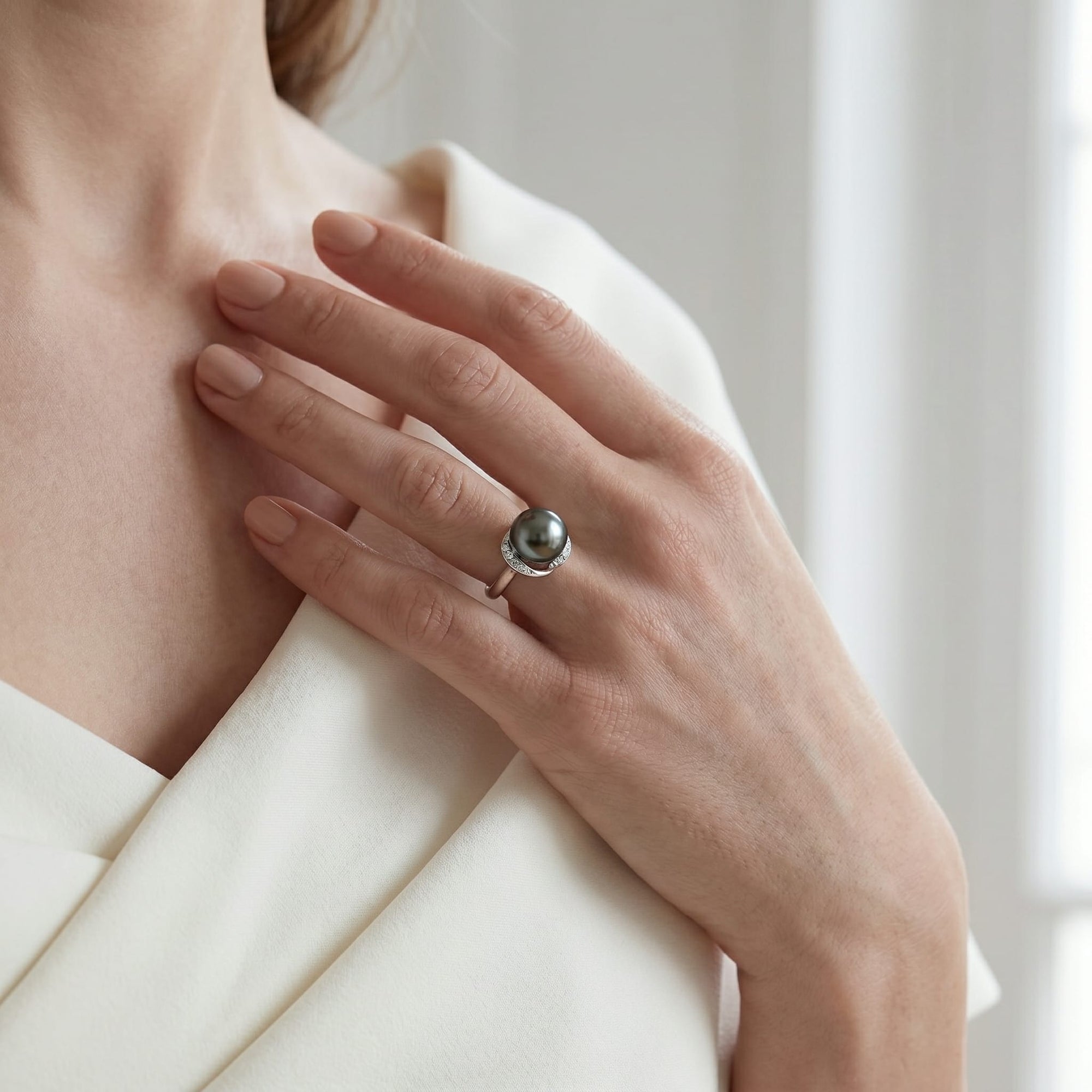 Tahitian South Sea Pearl & Diamond Ruby Ring