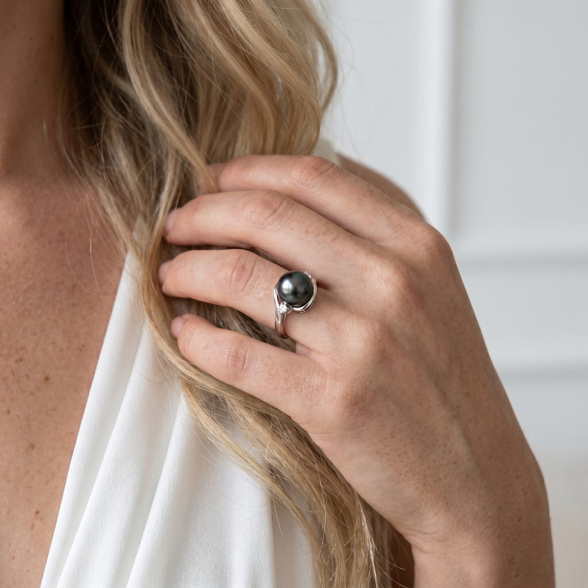Black Tahitian Pearl & Diamond Sorbet Cocktail Ring
