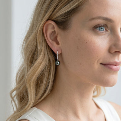 Black Tahitian Pearl & Diamond Equinox Dangle Earrings