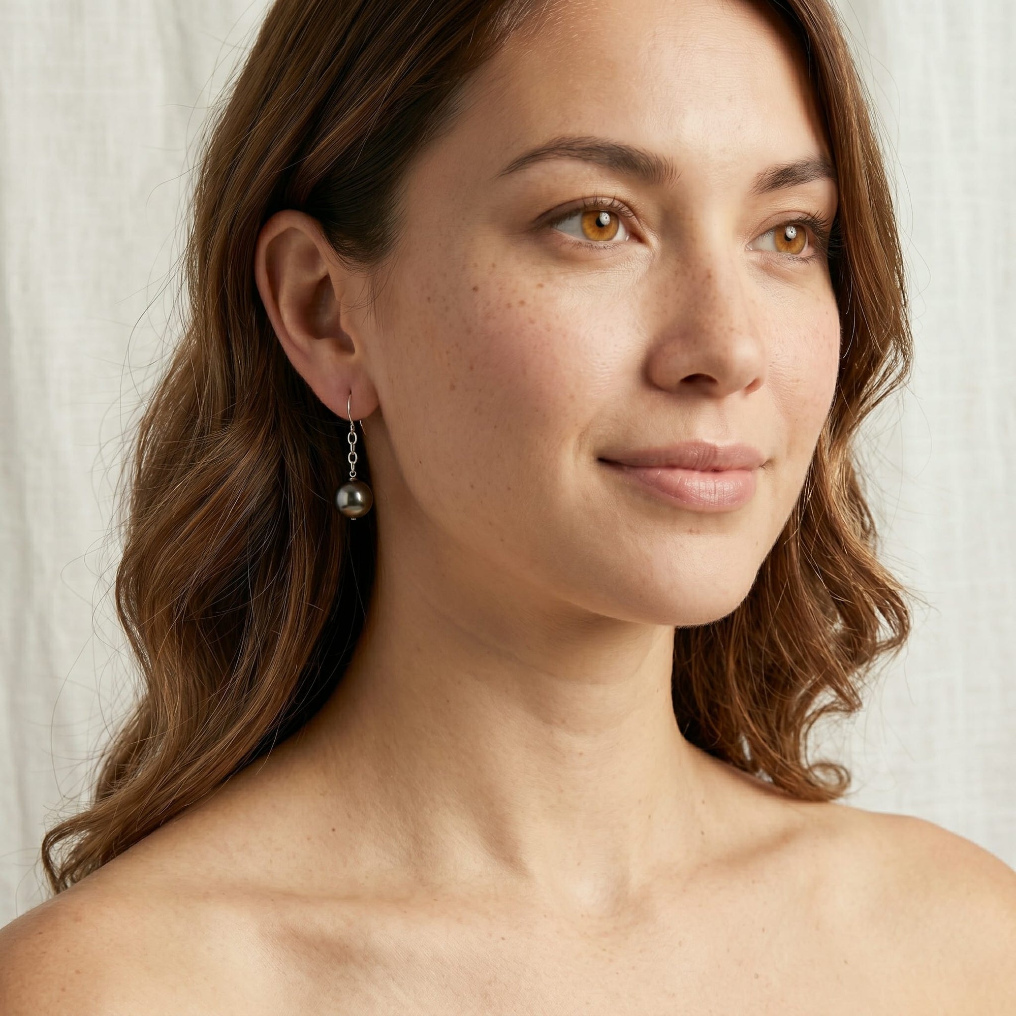 Tahitian South Sea Round Pearl Dangling Tincup Earrings