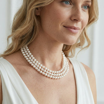 Triple Strand White Akoya Pearl Necklace