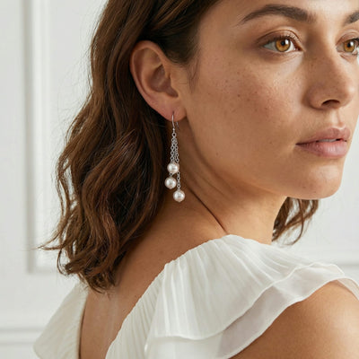 White Akoya Pearl Cluster Earrings