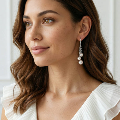 White Akoya Pearl Cluster Earrings