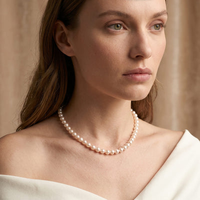 8.5-9.5mm White Freshwater Pearl Necklace - AAA Quality