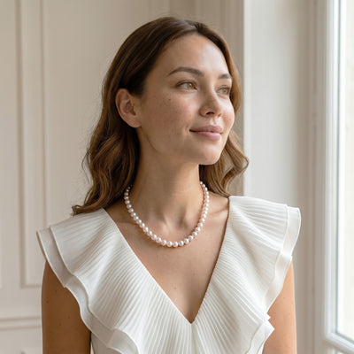 9.5-10.5mm White Freshwater Pearl Necklace - AAA Quality