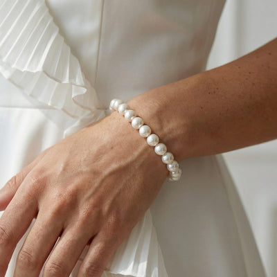 White Japanese Hanadama Akoya Pearl Bracelet, 7.0-7.5mm