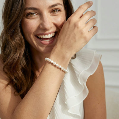 White Japanese Hanadama Akoya Pearl Bracelet, 7.0-7.5mm