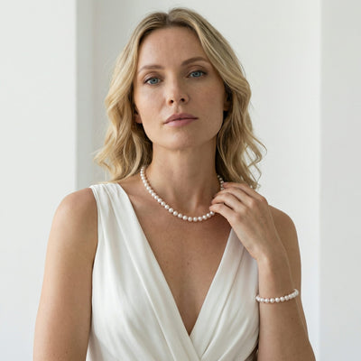 White Hanadama Japanese Akoya Pearl Bracelet, 7.5-8.0mm