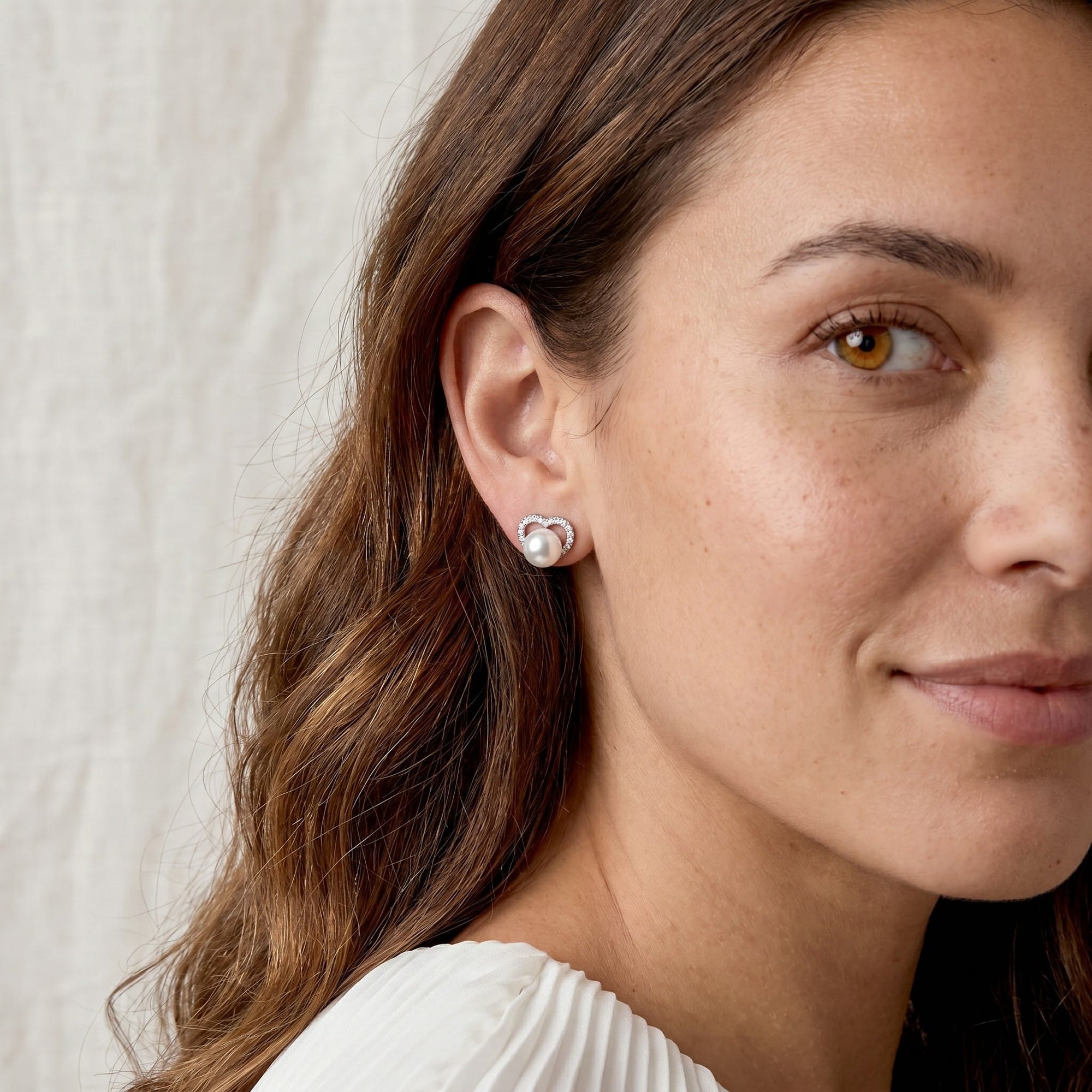 White South Sea Pearl & Diamond Cherish Stud Earrings