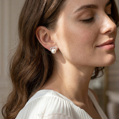 White South Sea Pearl & Diamond Cherish Stud Earrings