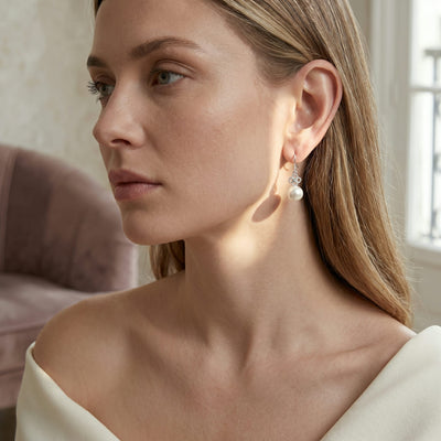 White South Sea Pearl & Diamond Gentry Dangle Earrings