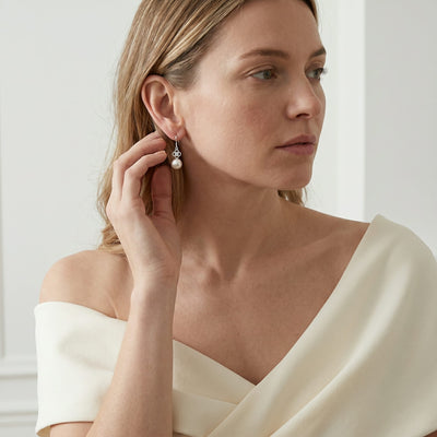 White South Sea Pearl & Diamond Gentry Dangle Earrings