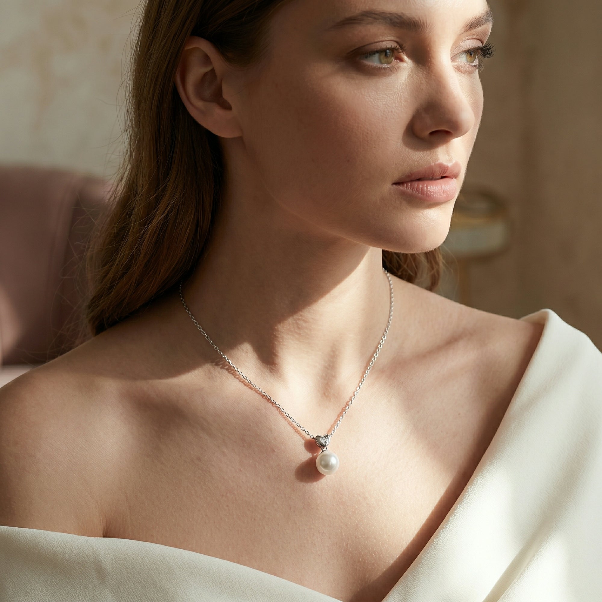 White South Sea Pearl & Diamond Sweetheart Pendant