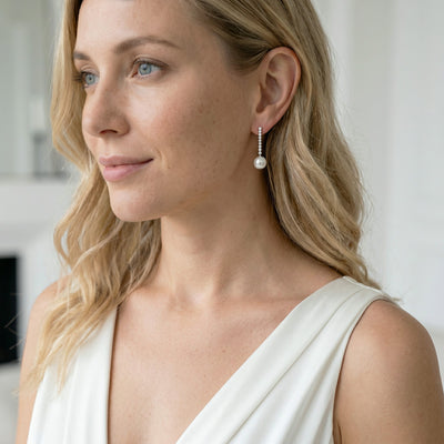 White South Sea Pearl & Diamond Bellatrix Dangle Earrings