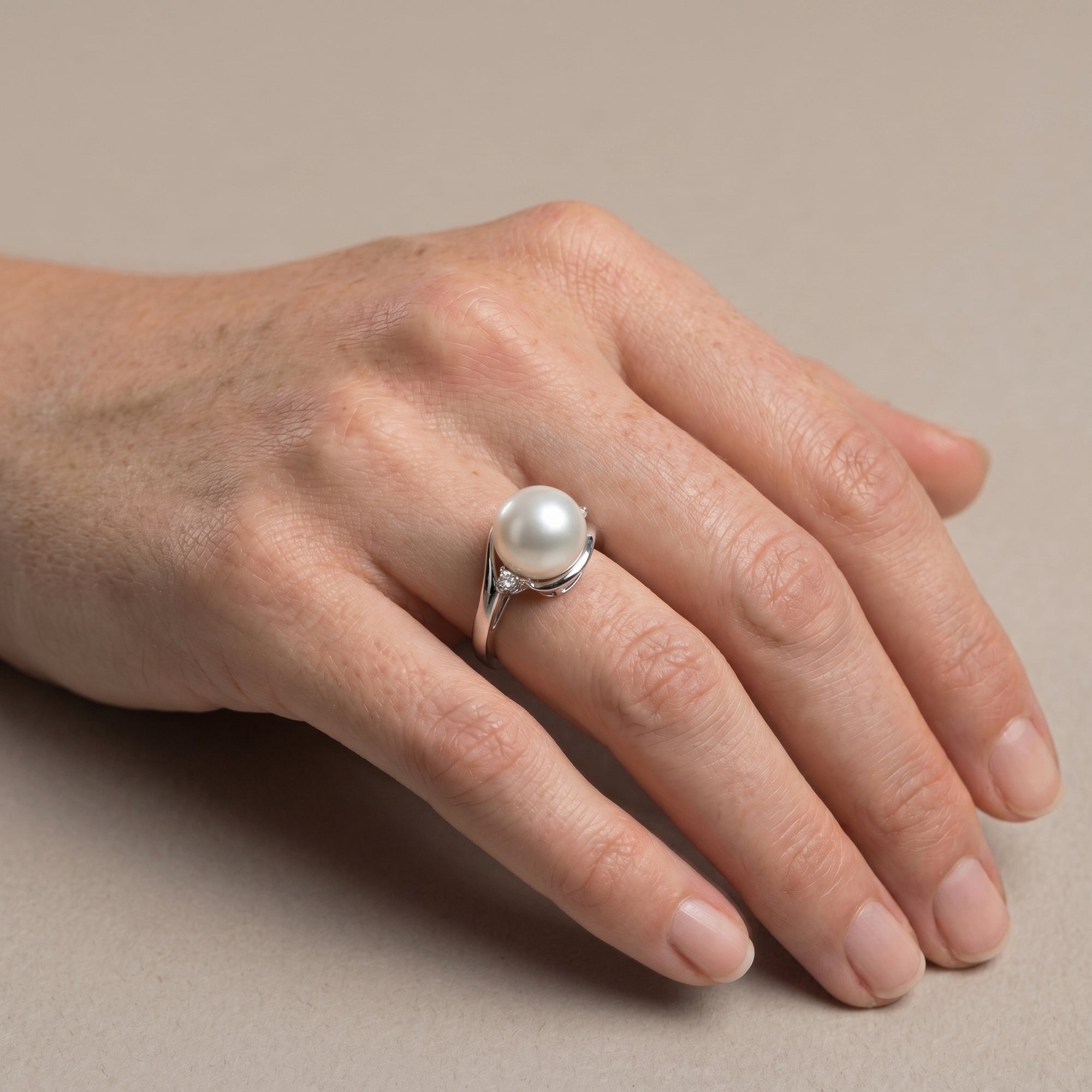 White South Sea Pearl & Diamond Sorbet Cocktail Ring