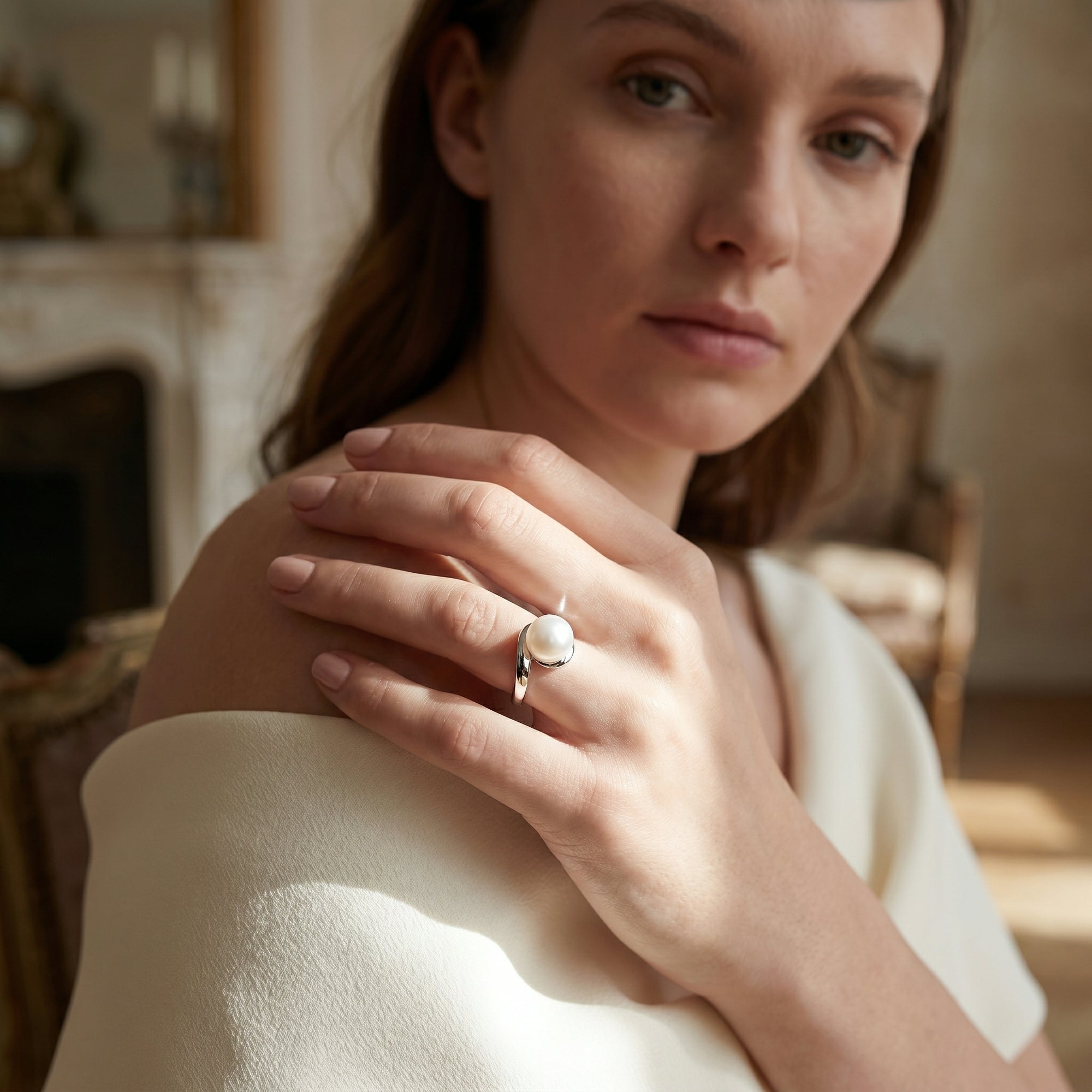 White South Sea Pearl Antares Solitaire Ring