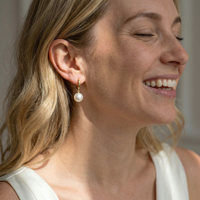 White South Sea Pearl Poise Hoop Earrings
