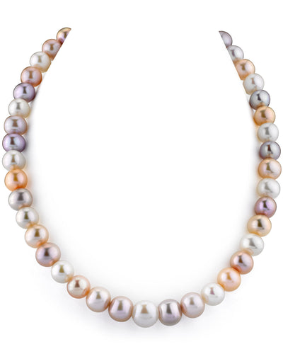 9.5-10.5mm Multicolor Freshwater Pearl Necklace- AAAA Quality
