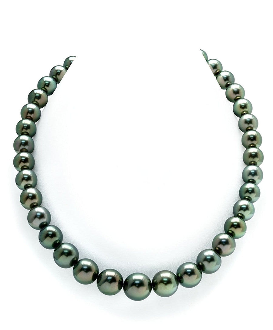 Exquisite 10-11mm Peacock Tahitian South Sea Pearl Necklace - AAAA Quality, showcasing radiant luster and craftsmanship.