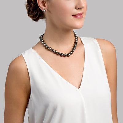 10-12mm Tahitian South Sea Pearl Necklace - AAA Quality - Model Image