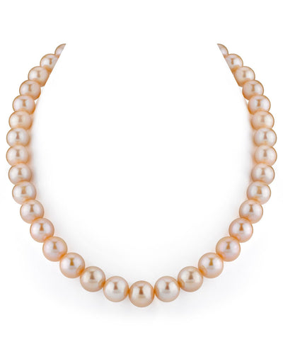 11.5-12.5mm Peach Freshwater Pearl Necklace - AAA Quality