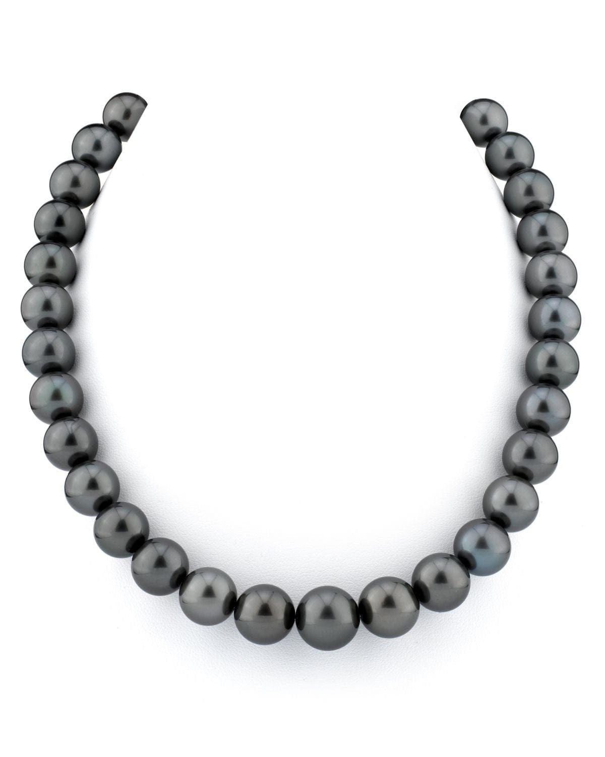 True Round Black Tahitian Pearl Necklace, 11.0-13.0mm - AAAA Quality