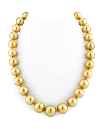 12-15mm Golden South Sea Pearl Necklace - AAA Quality