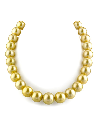 13-15mm Golden South Sea Pearl Necklace - AAA Quality