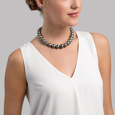 13-15mm Tahitian South Sea Pearl Necklace - AAA Quality - Model Image