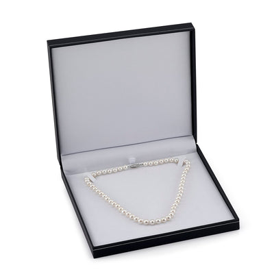 7.5-8.0mm White Freshwater and Rose Gold Cultured Pearl Corey Necklace - Model Image