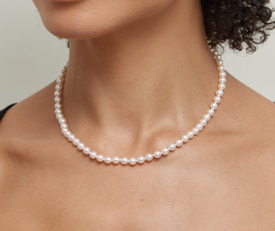 5.0-5.5mm Japanese Akoya White Pearl Necklace - AAA Quality - Secondary Image
