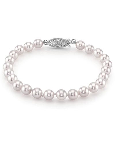 6.0-6.5mm Akoya White Pearl Bracelet- Choose Your Quality
